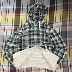 00s OLD UNIQLO ダブルジップパーカー　チェック　y2k 短丈