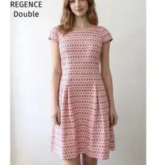 Double ドゥーブレ　フレアワンピース　総柄ワンピース　半袖ワンピース