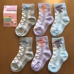はくラボ ガーリー靴下 クルー丈 3足組 15〜20㎝ お名前プリント付 新品②