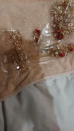 ゴールドビーズパールヘアピンセット