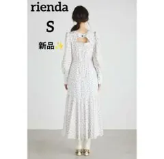 rienda リエンダ　バストギャザーパフSLV OP ワンピース　ホワイト　S