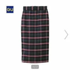 チェックナローミディスカート