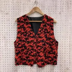 ノーブランド オールド レトロ古着 花柄 総柄 ボタンベスト