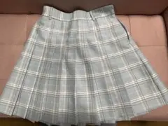 C.O. 水色 チェック柄 プリーツスカート XL