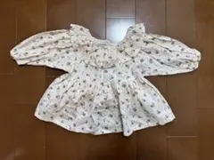 韓国子ども服Aosta フリル付き花柄シャツ Sサイズ