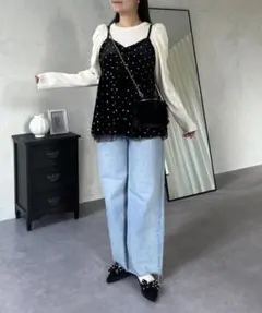 [最終値下]prose verse ドット刺繍チュールレイヤードベロアビスチェ