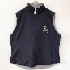 ◉MUNSINGWEAR　リバーシブルベスト　黒　グレー　ジップ 　L　起毛のサムネイル