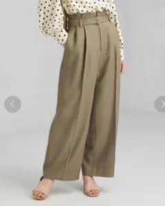 green label relaxing ツイーディスラブワイドパンツ カーキ