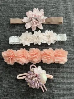 花モチーフ ヘアバンド 4点セット