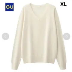GU ホワイトニットセーター　Ｖネック　XL 美品　オーバーサイズにも