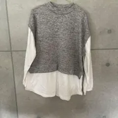 CINEMA CLUB グレー ニット レイヤードトップス