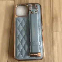 水色キルティングiPhoneケース