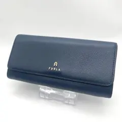 フルラ FURLA 長財布 ネイビー 現行 アーチロゴ ゴールド金具