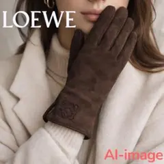LOEWE ロエベ アナグラム スエード レザー グローブ 手袋 ブラウン