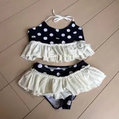 女の子用セパレート水着 黒白水玉