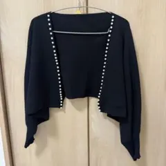 GRL パール付き 長袖カーディガン ブラック