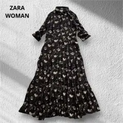 ZARA WOMAN フラワープリント ロングシャツワンピース Lのサムネイル
