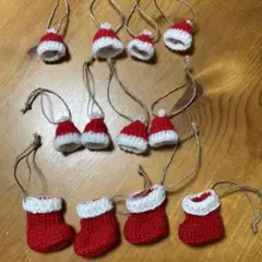 クリスマスオーナメント 靴下とサンタ帽セット
