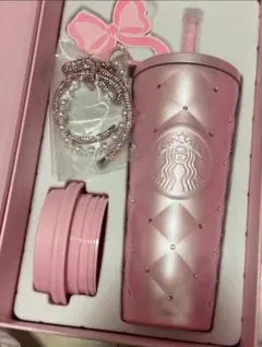 中国スターバックス　ステンレスタンブラー　ラインストーン　バレンタイン　チャーム