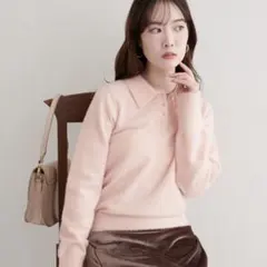 ふわシャギー衿付きニット