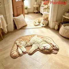猫型 玄関マット 40×60cm