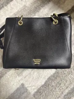 Samantha Thavasa 黒 レザー ハンドバッグ ショルダーバッグ