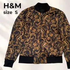 【リバーシブル】 H&M MA-1 ブルゾン ジャケット S 総柄 ブラックのサムネイル