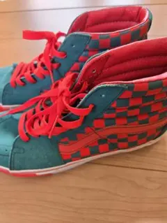 【希少27.5cm】VANS SK8-HI スケートハイ チェッカーボード 赤緑