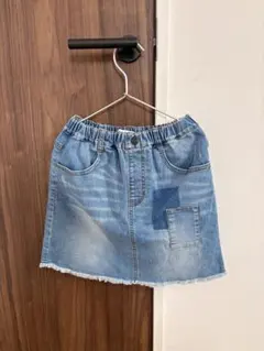 グローバルワーク　デニムブルー フリンジ裾スカート　ＸＸＬ