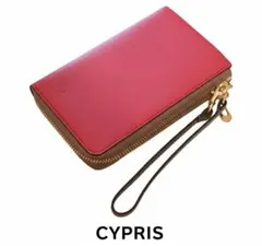 CYPRISキフリス新品L字ラウンドレザー財布25300円ピンクストラップ付のサムネイル