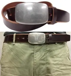 姫路レザー 新品 35mm ミリタリー バックル ベルト Dブラウン 栃木レザー