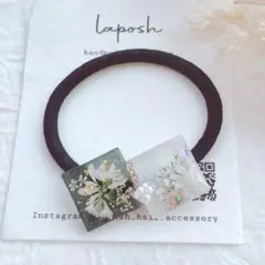 レジンヘアゴム　スクエア　大人カラー　ブラック　透け感　2