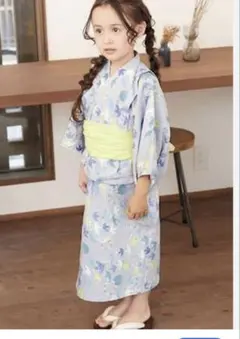 après les cours 浴衣 ブルー鳥柄　セパレート