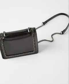 ZARA バック　ブラック　ショルダーバック　チェーン付きミニショルダーバック