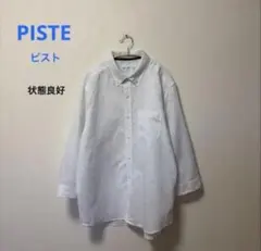 PISTE(ピスト)コットンリネンシャツ七分袖　ボタンダウン　ドット