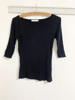 【美品】AMERICAN HOLIC リブニット 五分袖 ブラック