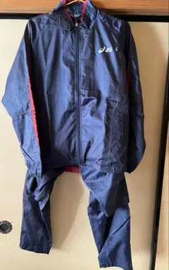 asics 上下セット ネイビー M ランニングウェア ウィンドブレーカー