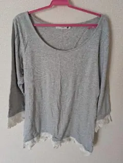 earth レディース 7分袖 Tシャツ レース M