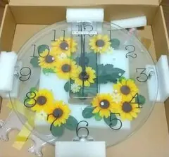 電波掛時計 ふくろうとひまわり white プレゼント おしゃれ 北欧 時計