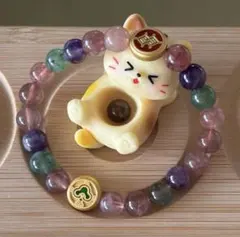 多色天然石ブレスレット 内径17cm ストロベリークォーツ8ミリ