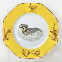 ◎ HERMES エルメス シャス イエロー 八角プレート ダックスフンド エルメス HERMES シャス 食器 犬 プレート 八角形 ダックスフンド 黄