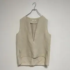 LOUNIE □ルーニィ　ベスト　ジレ　リネン　Vネック　ベージュ系　日本製のサムネイル