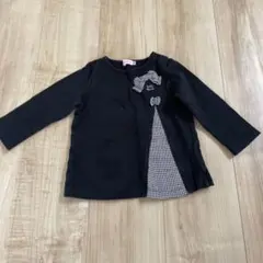 ミキハウス　リボン付きブラック長袖Tシャツ