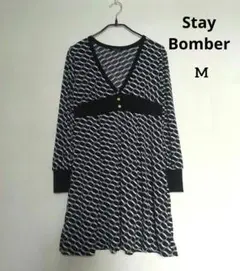 Stay Bomber 長袖 ワンピース 総柄 Vネック