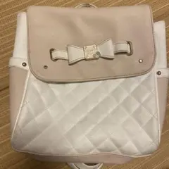 リボン付きピンクホワイトリュック