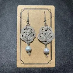 水引 梅結び ピアス シルバー パール