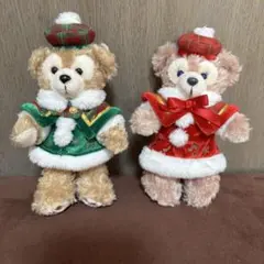 ダッフィ− ＆シェリーメイ　ぬいぐるみバッジ　クリスマス