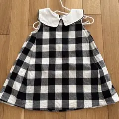 petit main 襟付きチェックワンピース