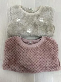 ベージュ ファー 長袖 トレーナー