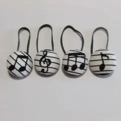 03H　くるみボタン　ヘアゴム　18㎜　音符　記号　4個セット